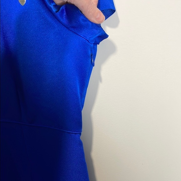 Liz Claiborne NIGHT - Vintage Cobalt Blue Sheath Maxi Dress with Flutter Sleeves - Picture 8 of 12